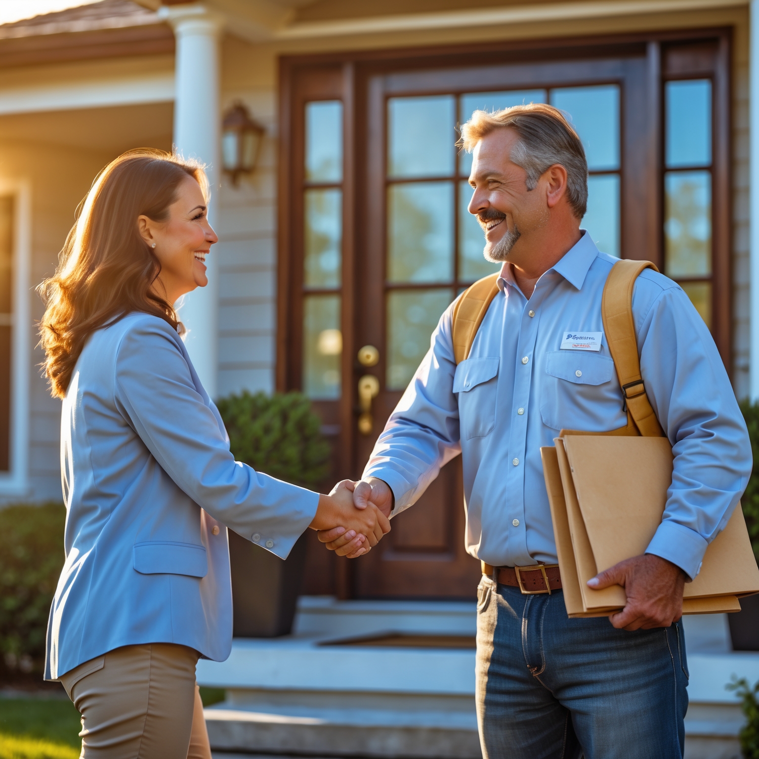 Homeowner meeting with insurance adjuster